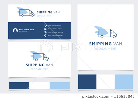 Shipping van logo concept for logistics and transportation business Shipping van logo concept for logistics and transportation business 116635845