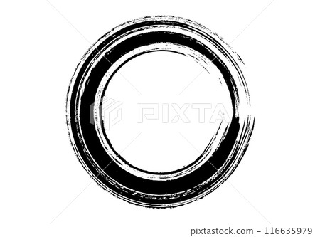 Brush painted black ink circle Brush painted black ink circle 116635979