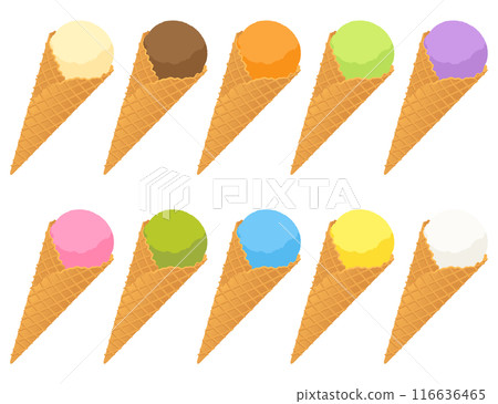 Waffle cone ice cream normal flavor set Waffle cone ice cream normal flavor set 116636465