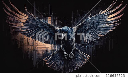 Crow spreading its wings 116636523
