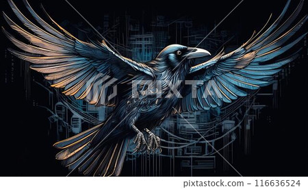 Crow spreading its wings 116636524