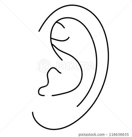 Simple black and white illustration of the left ear Simple black and white illustration of the left ear 116636635
