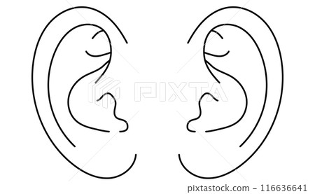 Simple black and white illustration of left and right ears Simple black and white illustration of left and right ears 116636641