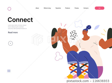 Life Unframed: Self-clapping -modern flat vector concept illustration of a man giving 5 to himself. Metaphor of unpredictability, imagination, whimsy, cycle of existence, play, growth and discovery 116636933