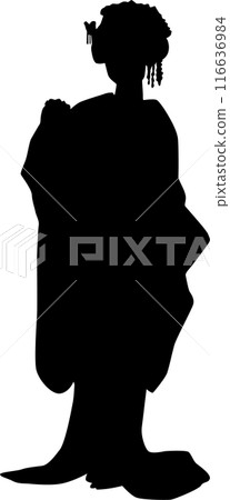 Silhouette of a woman in a kimono, Japanese clothing Silhouette of a woman in a kimono, Japanese clothing 116636984