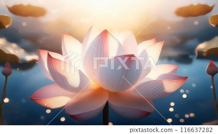 夢幻般的燈光下的蓮花 116637282