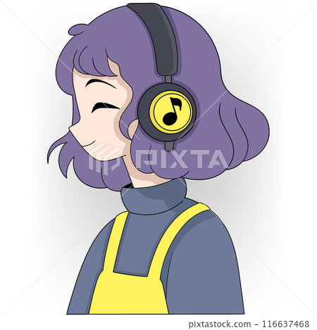 Music Enthusiast with Headphones Illustration 116637468