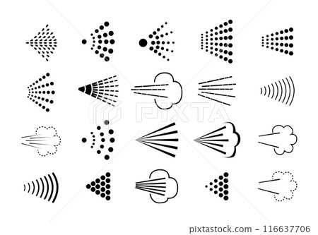 Spray icons set. Spray steam icons. cleanning deodorant sprayed line.Vector 116637706
