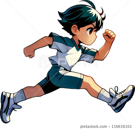 Illustration of a running male student Illustration of a running male student 116638101