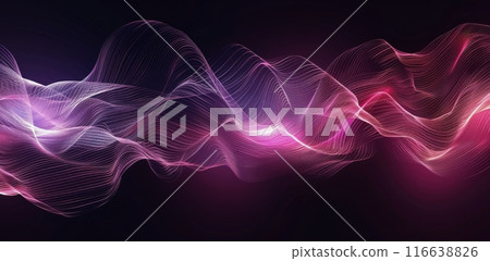 Abstract Pink And White Wavy Lines On A Dark Background 116638826