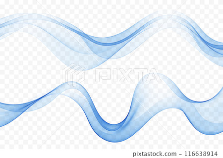 Abstract vector smooth set wave flow. Smoky wavy lines in blue. 116638914