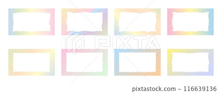 Set of rectangular gradient frames with torn inner borders for photo . Collection of torn paper frames for design . Vector illustration. Set of rectangular gradient frames with torn inner borders for photo . Collection of torn paper frames for design . Vector illustration. 116639136