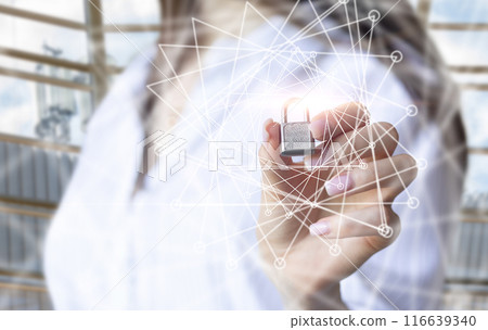 The concept of security and data protection in the digital world. The concept of security and data protection in the digital world. 116639340