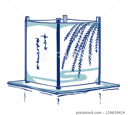 A dimly lit floating lantern, brush-drawn and painted in two colors A dimly lit floating lantern, brush-drawn and painted in two colors 116639424