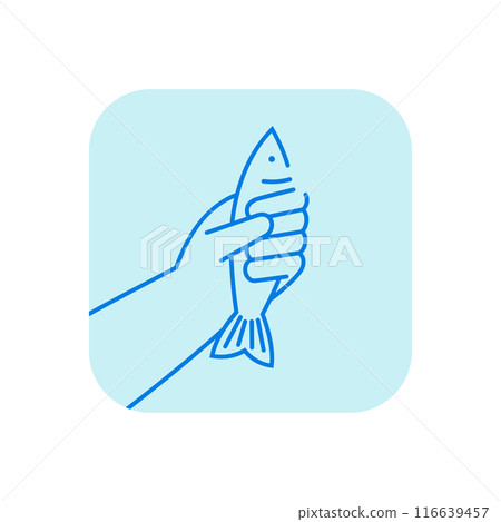 Hand holding raw fish , vector icon icon Hand holding raw fish , vector icon icon 116639457