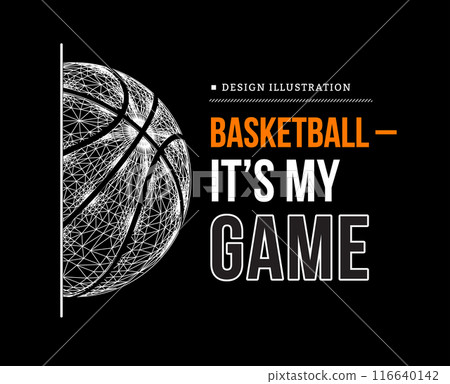 Basketball game with ball on black background. Vector 3d Basketball game with ball on black background. Vector 3d 116640142