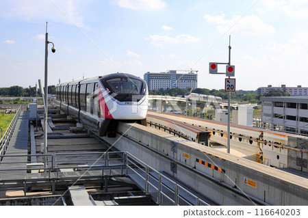 The pink monorail Mass Transit System serving in the Metropolitan Region. 116640203