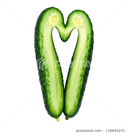 Cucumbers dark green long and slender evenly distributed in a heart shape Food and culinary 116640241