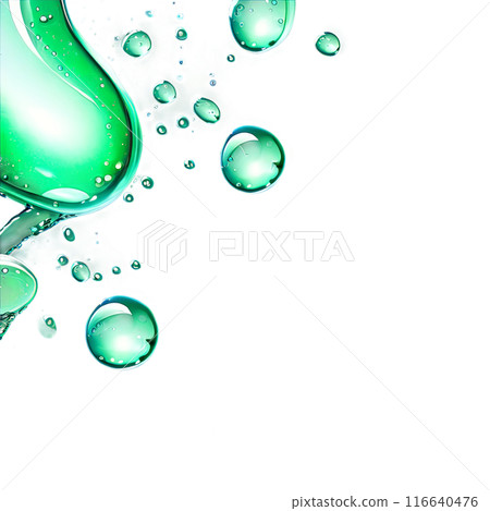 Abstract drop water paint strokes and ink drops in aqua watercolor on transparent background. 116640476