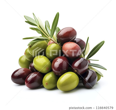 Heap of olives fruits on white backgrounds Heap of olives fruits on white backgrounds 116640579