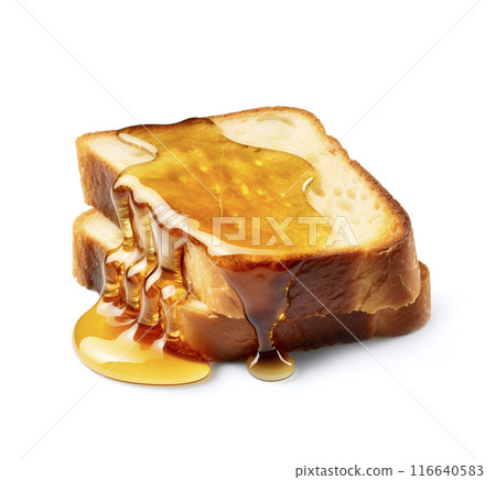 Bread toast with honey on white backgrounds Bread toast with honey on white backgrounds 116640583
