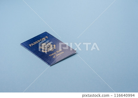 United states of america passport on a blue background 116640994