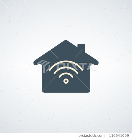 House wifi, Smart home with wi-fi signal. Stock vector illustration isolated on white background. House wifi, Smart home with wi-fi signal. Stock vector illustration isolated on white background. 116641009
