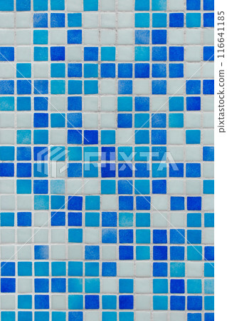 Blue Mosaic Tile Bath Bathroom Pool Toilet Square Texture Abstract Pattern Background 116641185