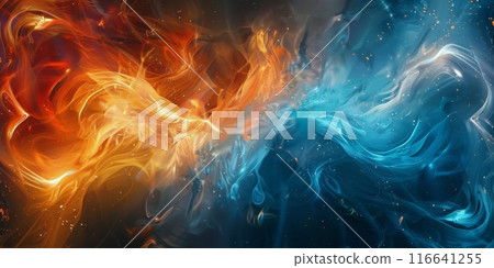 Abstract Fire and Ice Swirling Design 116641255