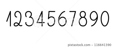 Numbers as a part of alphabet simple black lineart vector illustration, calligraphic abc, cute funny decorative handwriting, handwritten numerals, maths symbols Numbers as a part of alphabet simple black lineart vector illustration, calligraphic abc, cute funny decorative handwriting, handwritten numerals, maths symbols 116641390