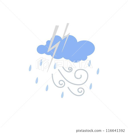 Storm, lightning, rain and clouds cute hand drawn doodle minimalist vector illustration, simple symbol to describe weather, environment, climate cartoon object, weather forecast image Storm, lightning, rain and clouds cute hand drawn doodle minimalist vector illustration, simple symbol to describe weather, environment, climate cartoon object, weather forecast image 116641392