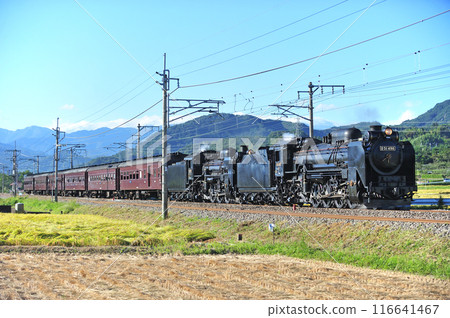 Joetsu Line Gokan-Numata JR East D51-498 + C58-363 + old passenger 6B SL double-unit Retro Minakami 116641467
