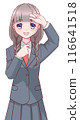 A high school girl in uniform holding her hand on her forehead 116641518