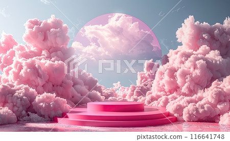 A pink cloud with a white circle in the middle by AI generated image 116641748