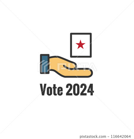 Voting 2024 Icon with Vote, Government, and Patriotic Symbolism and Colors 116642064