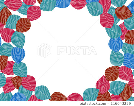 Scandinavian style colorful fallen leaves autumn frame 116643239