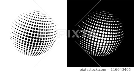 Abstract icon of the globe made of dotted halftone Abstract icon of the globe made of dotted halftone 116643405
