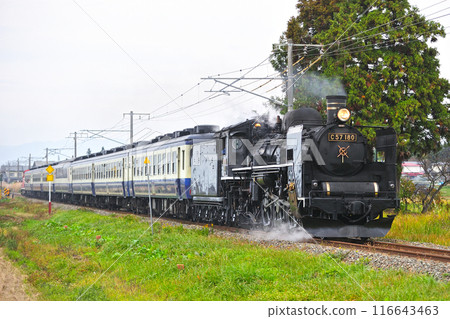 Ban'etsu West Line Hirota-Aizuwakamatsu JR East C57-180+12 series+DE10-1649 SL Koriyama Aizu-jigo 116643463