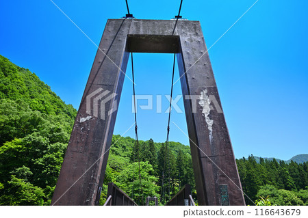 Railway bridge, Daigenta Canyon in early summer, Yuzawa Town, Niigata Prefecture 116643679