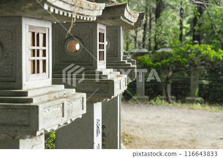 Nara Abe Monjuin Temple stone lantern and stone steps 116643833