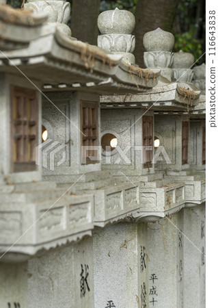 Nara Abe Monjuin Temple stone lantern and stone steps 116643838