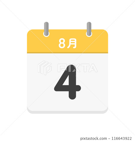 8月4日每日日曆圖示-日期為8/4的日本日曆插畫素材 8月4日每日日曆圖示-日期為8/4的日本日曆插畫素材 116643922
