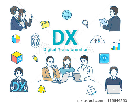 Illustration set of startup companies promoting and working on digital transformation 116644260