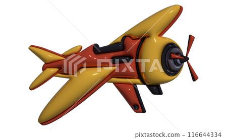 Inflated airplane toy with plasticine effect. 3d rendering illustration. 116644334