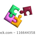 Inflated puzzle toy with plasticine effect. 3d rendering illustration. 116644358