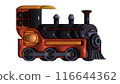 Inflated train toy with plasticine effect. 3d rendering illustration. 116644362