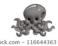 Inflated octopus toy with plasticine effect. 3d rendering illustration. 116644363