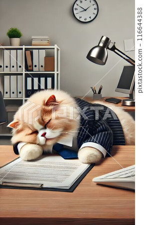 貓坐在桌子上看書 116644388
