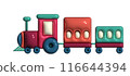 Inflated train toy with plasticine effect. 3d rendering illustration. 116644394