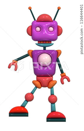 Inflated robot toy with plasticine effect. 3d rendering illustration. Inflated robot toy with plasticine effect. 3d rendering illustration. 116644401